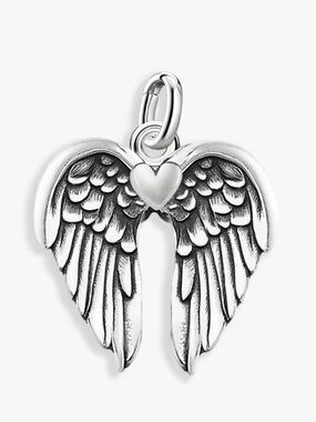 Silver Angel Wings Heart Charm Pendant
